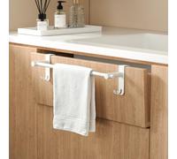 EMKE Porte-Serviettes télescopique Extensible sans perçage SUS201 - en Acier Inoxydable - avec Crochets - pour radiateur de Salle de Bain, Cuisine et Salle de Bain - 44~63 x 10 x 10 cm - Blanc