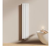 EMKE Radiateur à Eau Chaude 160x30 cm, Radiateur plat Double couche connexion centrale, Montage mural vertical design, Blanc