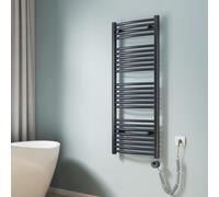 EMKE Radiateur de salle de bain courbé Sèche-serviettes Inclus élément chauffant programmable Set thermostat, Radiateur électrique (Anthracite 120x50cm)