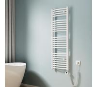 EMKE Radiateur de salle de bain courbé Sèche-serviettes Inclus élément chauffant programmable Set thermostat, Radiateur électrique (Blanc 120x40cm)