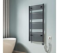EMKE Radiateur de salle de bain courbé Sèche-serviettes Inclus élément chauffant programmable Set thermostat, Radiateur électrique (Anthracite 120x60cm)