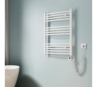 EMKE Radiateur de salle de bain courbé Sèche-serviettes Inclus élément chauffant programmable Set thermostat, Radiateur électrique (Blanc 75x60cm)