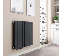 EMKE Radiateur de salle de bain, Horizontal Design Panneau de chauffage, 630x620mm Anthracite Plat Monocouche Raccord latéral Chauffage, 450W