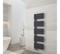 EMKE Radiateur de salle de bain plat 1320x400mm Noir Chauffe-serviettes Sèche-serviettes Panneau porte-serviettes Raccord latéral pour salle de bain Eau chaude 570W sans thermoplongeur
