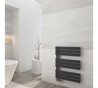 EMKE Radiateur de salle de bain plat 76x60cm Noir Chauffe-serviettes Sèche-serviettes Panneau porte-serviettes Raccord latéral pour salle de bain Eau chaude 479W sans thermoplongeur