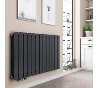 EMKE Radiateur de salle de bain, Radiateur horizontal, Panneau de chauffage design 630x1000mm, Anthracite plat monocouche raccord latéral chauffage, 730W