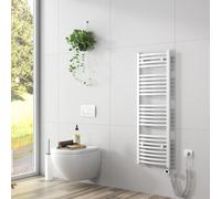 EMKE Radiateur de salle de bain Sèche-serviettes électrique avec élément chauffant 120x40cm Blanc Courbé Radiateur design pour salle de bain