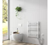 EMKE Radiateur de salle de bain Sèche-serviettes électrique avec résistance 75x60cm Blanc Courbé Radiateur design pour salle de bain