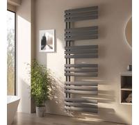 EMKE Radiateur de salle de bain tubulaire ovale Radiateur sèche-serviettes Radiateur tubulaire vertical Raccord latéral pour eau Anthracite 174×60cm