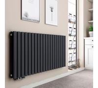 EMKE Radiateur design 600 x 1180 mm Radiateur horizontal ovale Raccord latéral Double couche Chauffage, 1828W, Anthracite