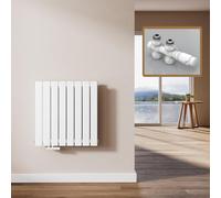 EMKE Radiateur Design, 63 x 62 cm, Radiateur Mural Plat en Acier,Double panneau, Raccord Central,Blanc, 826W(y compris vannes)
