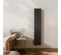 EMKE Radiateur design étroit et haut - 1600 x 304 mm - Radiateur plat vertical avec raccord central - Radiateur mural à double couche - Pour salle de bain, chambre et salon - Noir - 966 W
