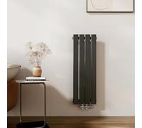 EMKE Radiateur design petit 900 x 304 mm, radiateur plat vertical avec raccord central, radiateur panneau, radiateur mural pour salle de bain, chambre et salon, noir 297 W