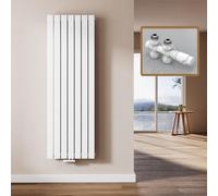 EMKE Radiateur Design Vertical, 160 x 54 cm, Radiateur Mural Plat en Acier,Double panneau, Raccord Central, Blanc, 1739W(y compris vannes)