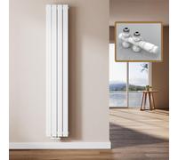 EMKE Radiateur Design Vertical, 180 x 30 cm, Radiateur Mural Plat en Acier,Double panneau, Raccord Central, Blanc, 911W(y compris vannes)