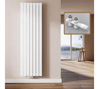 EMKE Radiateur Design Vertical, 180 x 54 cm, Radiateur Mural Plat en Acier,Simple Panneau, Raccord Central,Blanc, 1107W(y compris vannes)