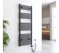 EMKE Radiateur électrique pour salle de bain avec thermostat Chauffe-serviettes courbé avec élément chauffant Anthracite 1400 x 500mm 600 W