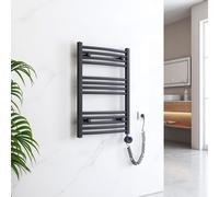 EMKE Radiateur électrique pour salle de bain avec thermostat Chauffe-serviettes courbé avec élément chauffant Anthracite 750 x 500mm 300 W