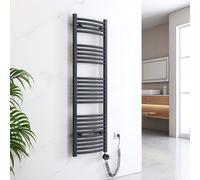 EMKE Radiateur électrique pour salle de bain avec thermostat Chauffe-serviettes courbé avec élément chauffant Anthracite 1400 x 400mm 500 W