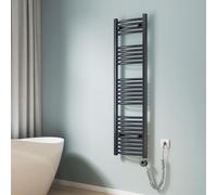EMKE Radiateur électrique pour salle de bain Courbe Radiateur électrique pour salle de bain avec thermostat, sèche-serviettes avec élément chauffant, Anthracite, 140x40cm, 479W