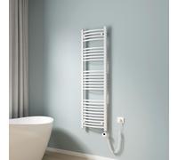 EMKE Radiateur électrique pour salle de bain Courbe Radiateur électrique pour salle de bain avec thermostat, sèche-serviettes avec élément chauffant, Blanc, 140x40cm, 479W