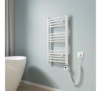 EMKE Radiateur électrique pour salle de bain Courbe Radiateur électrique pour salle de bain avec thermostat, sèche-serviettes avec élément chauffant,Blanc,75x40cm,246W