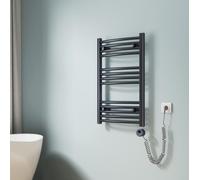 EMKE Radiateur électrique pour salle de bain Courbe Radiateur électrique pour salle de bain avec thermostat, sèche-serviettes avec élément chauffant, Anthracite, 75x50cm, 292W