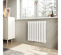 EMKE Radiateur horizontal Design Panneau de chauffage 630x620mm blanc plat monocouche raccord latéral chauffage, 450W