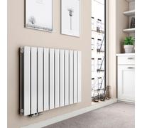 EMKE Radiateur horizontal Design Panneau de chauffage 630x850mm Blanc Plat Double couche Raccord latéral Chauffage, 1136W