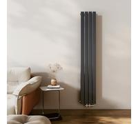 EMKE Radiateur Petit, 1800x300 mm, Radiateur Vertical, Radiateur Plat Étroit pour Salle de Bain, Conception à Raccordement Central, Radiateur à Panneaux Double, 911 Watts, Anthracite