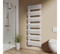 EMKE Radiateur sèche-serviettes à tube rond 166 x 60 cm blanc Chauffage à eau chaude Montage mural 1075W sans thermoplongeur