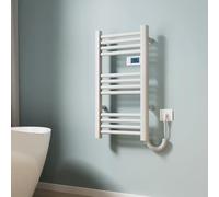 EMKE Radiateur sèche-serviettes électrique 75 x 40 cm - Chauffage de salle de bain électrique avec interrupteur tactile - Minuterie - Sèche-serviettes - Sèche-serviettes électrique - Blanc - 180 W