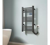 EMKE Radiateur sèche-serviettes électrique 75 x 40 cm - Chauffage électrique avec interrupteur tactile - Minuterie - Sèche-serviettes - Sèche-serviettes électrique - Noir mat - 180 W