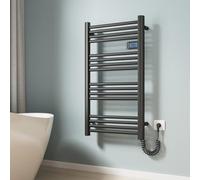 EMKE Radiateur sèche-serviettes électrique 96 x 54 cm - Chauffage électrique avec interrupteur tactile - Minuterie - Sèche-serviettes - Sèche-serviettes électrique - Noir mat - 500 W