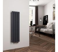 EMKE Radiateur tubulaire design pour eau chaude Raccord central Vertical Ovale double couche 373 Watt 24cm x 90cm Anthracite sans thermoplongeur