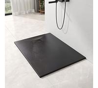 EMKE Receveur de douche plat 120 x 90 cm antidérapant en SMC Découpable Noir