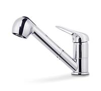 EMKE Robinet de cuisine extensible avec 2 types de jet, pivotant à 360°, robinet d'évier monocommande avec douchette, mitigeur monocommande pour cuisine Chromé