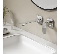 EMKE Robinet de lavabo en laiton 233x127x110mm Mitigeur monocommandé, robinet d'évier chaud et froid, robinet de salle de bain mural - Chrome