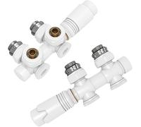 EMKE Robinet de Radiateur, Blanc, 2 pièce | Robinet thermostatique pour Radiateur, Kit Multibloc pour Radiateur avec Contrôleur de Température
