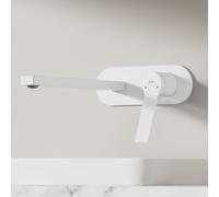 EMKE Robinet de salle de bain 288x210x70mm Mitigeur monocommande, chaud et froid Mitigeur de lavabo, mural Mitigeur de lavabo - Blanc Mat