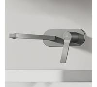 EMKE Robinet de salle de bain 288x210x70mm Mitigeur monocommande, chaud et froid Mitigeur de lavabo, montage mural Mitigeur de lavabo - Anthracite Mat