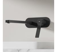 EMKE Robinet de salle de bain 288x210x70mm Mitigeur monocommandé, chaud et froid Mitigeur de lavabo, montage mural Mitigeur de lavabo - noir mat