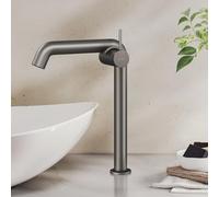 EMKE Robinet de salle de bain anthracite mat, 332 x 220 x 76 mm, laiton, cartouche en céramique, robinet de salle de bain, robinet avec aérateur, mitigeur de lavabo, installation facile