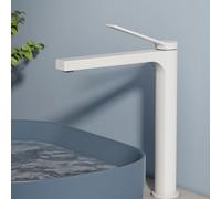 EMKE Robinet de salle de bain blanc mat, 335 x 233 x 46 mm, laiton, cartouche en céramique, robinet de salle de bain, mitigeur de lavabo, installation facile, robinet avec aérateur, robinet de lavabo