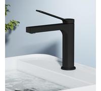 EMKE Robinet de salle de bain noir mat, 195 x 173 x 46 mm, laiton, cartouche en céramique, robinet de salle de bain, mitigeur de lavabo, installation facile, robinet avec aérateur, robinet de lavabo