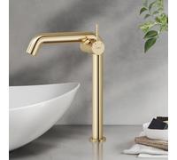 EMKE Robinet de Salle de Bain Or Champagne, 332 x 220 x 76 mm, Laiton, Cartouche Céramique, Mitigeur pour Lavabo, Installation Facile