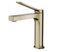 EMKE Robinet de Salle de Bain Or Champagne, Mitigeur Lavabo en Laiton Massif, Cartouche Céramique, Installation Facile, Économiseur d’Eau, 195x173x46 mm