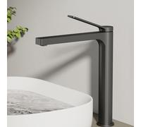 EMKE Robinet Salle de Bain Anthracite, 335x233x46 mm, Mitigeur Lavabo en Laiton, Robinet Cuisine avec Aérateur, Cartouche Céramique, Installation Facile