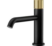 EMKE Robinet salle de bain noir 181x166x50mm, laiton, cartouche céramique, robinet avec mousseur, mitigeur lavabo