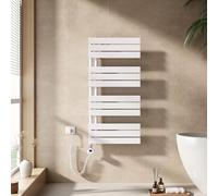 EMKE Seche Serviette Electrique 1041x500 mm, Porte-Serviettes Chauffant avec Thermostat, Chauffe Serviette Salle de Bain Blanc 600W,Sèche Serviette électrique
